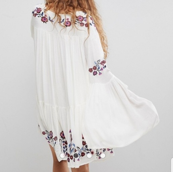 New Free People Te Amo Flared Sleeve Mini Dress - Picture 2 of 10